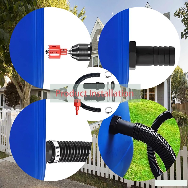 Rain Butt Connector Set, Rain Barrel Feed-Through Includes 2 Rain