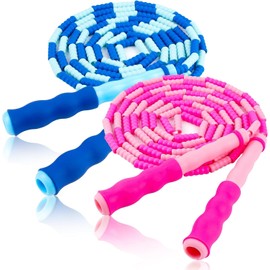 Cuerda de saltar para niños, cuerdas ajustables para 4, 5, 6, 7, 8, 10, 12, cuerda de saltar sin enredos de 8 a 12, cuerda de saltar con abalorio suaves segmentadas para mujeres fitness
