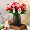 Janinka 60pcs Artificial Tulip Flowers Fake PU Tulips Faux Latex