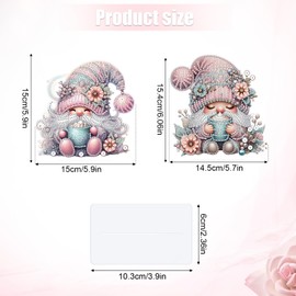 2 Pcs Cute Gnome Pattern Diamond Art Painting Desktop Ornaments Kit for Adults Beginner 5D DIY Diamond Art Tabletop Decorations Special Gem Mosaic Arts Crafts Home Bedroom Table Decor
