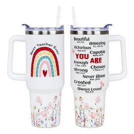Christian Teacher Appreciation Gifts, Teacher Gifts for Women, Best Teacher Gifts Ideas, Birthday, Christmas Gifts for Teacher, Thank You Teacher Gifts - Best Teacher Ever Tumbler, Teacher Cup 40 OZ