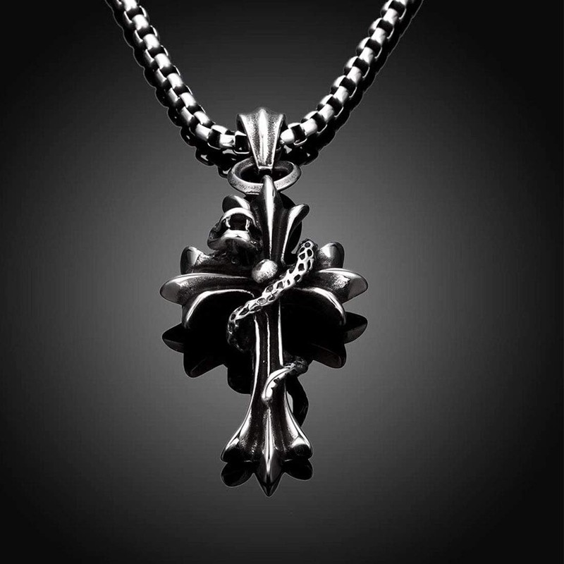 Rockyu Popular Brand Necklace for Men, Popular Cross Stainless Steel