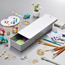 Silver Rectangular Empty Slide Top Metal Tin Containers for Candies, Jewelry, Crafts, Pills, Lip Balm, Watercolor Jewelry Storage Kit Craft Organization(80x34x10mm)