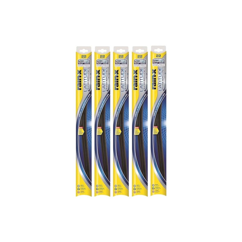 Rain-X 5079279-2-5PK Latitude 2-IN-1 Water Repellency Wiper Blade, 22" (Pack