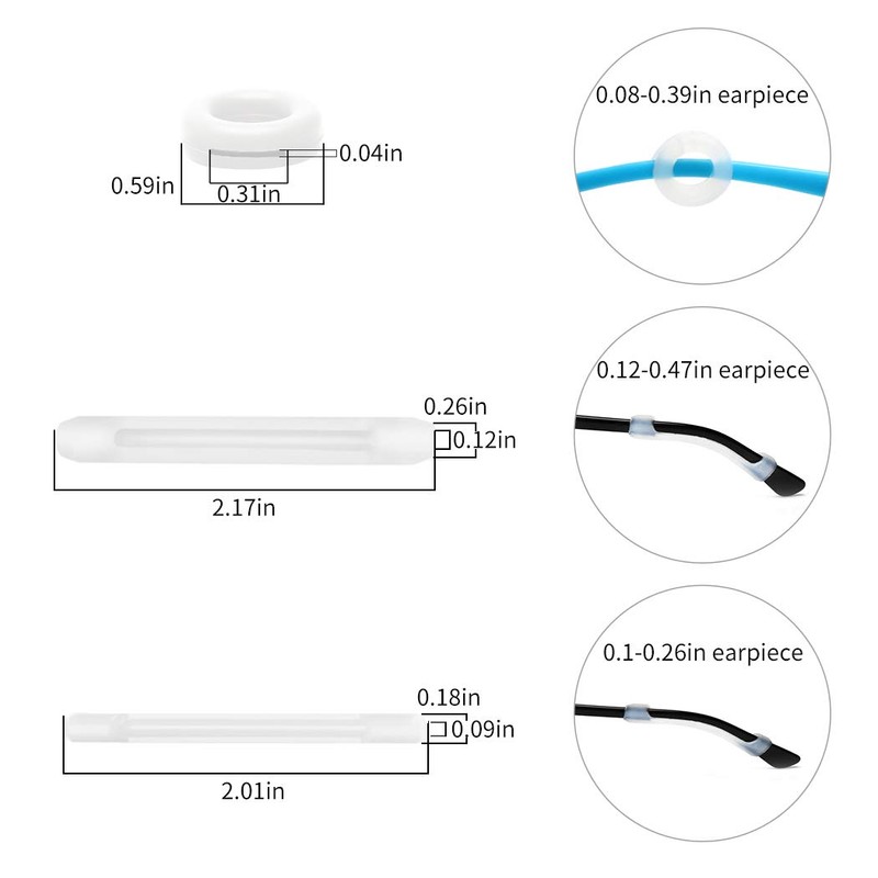 iGeyzoe Eyeglasses Silicone Ear Hooks Retainers, Anti-Slip Holder Stoppers, Temple