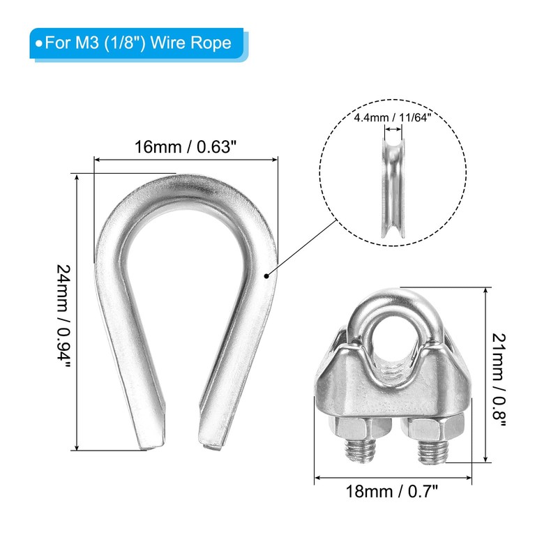 PATIKIL 3mm Wire Rope Kit 20pcs M3 Wire Rope Cable