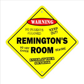 Remington's Room Sign Crossing Zone Xing | Indoor/Outdoor | 12" Tall Kids Bedroom Decor Door Children's Name boy Girl