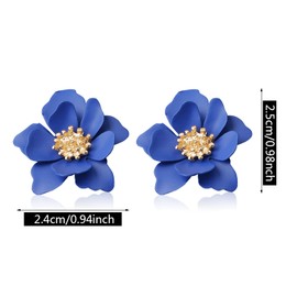 WUWEIJIAJIA Boho Flower Stud Earrings with White Pearl for Women Lover and Friends Flower Shaped Daisy Dangle Drop Earrings with Gold Flower Bud (Blue)