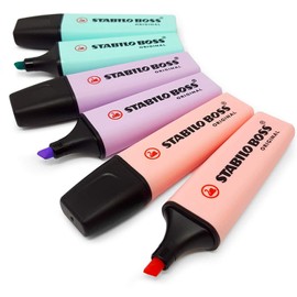 Boss Stabilo Original Pastel Highlighter Pens Markers - Set of 6 - Pink, Lilac and Turquoise