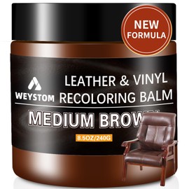 WEYSTOM Leather Recoloring Balm - Restorative Colorant for Furniture, Bags & Auto Interiors | Repairs Scratches, Fades & Cracks While Renewing Leather Surfaces (Medium Brown)