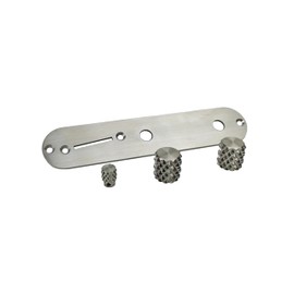 Guyker Stainless Steel Guitar Control Plate with 2 Potentimeter Knobs with 6mm dia. Shaft Pots Oblique Switch Hole Replacement Parts for TELE TL Electric Guitar, TL-030