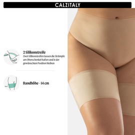 CALZITALY Smooth anti-friction bands, curvy garters for chafing thighs, black, skin colour, A, B, C, D, E, F, made in Italy, skin-coloured