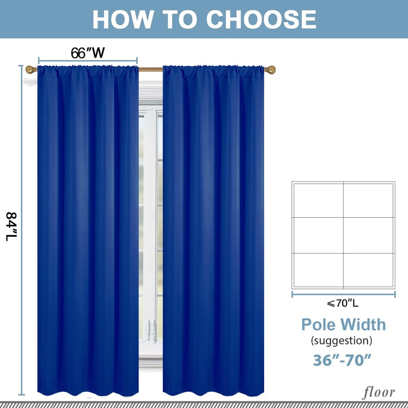 Diraysid Royal Blue Blackout Curtains for Bedroom and Living Room