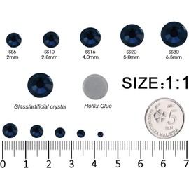 2880Pcs SS16 Navy Blue Hot Fix Rhinestones Crystal Glass Gemstones for Clothes Fabric Shirts Tumblers Shiny Decoration Flatback Round (4MM Bulk)