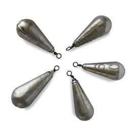 Lasama 5 x pear lead with swivel eyelet, 20-120 g, ground lead, sea lead, olive lead, fishing lead (5 x 60 g)