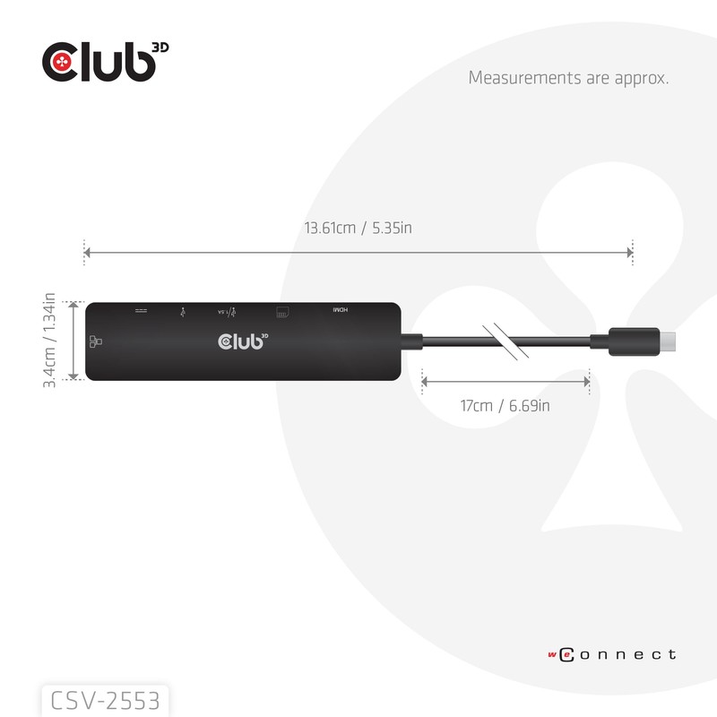 Club3D CSV-2553 USB C® 7 in1 Hub=>HDMI™4K60Hz/SD-TF,2X USB A/USB C