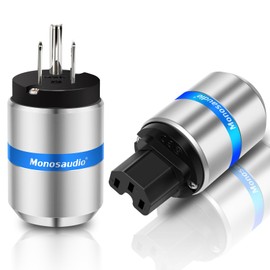 Monosaudio Audio Power Plug Rhodium Plated Pure Copper 3 Pin Power Connector 15A/ 125V 10A/ 250V DIY Power Plug Aluminum Alloy Shell Audio Power Plug IEC320C13 Connector Pair High End Audio Grade AC