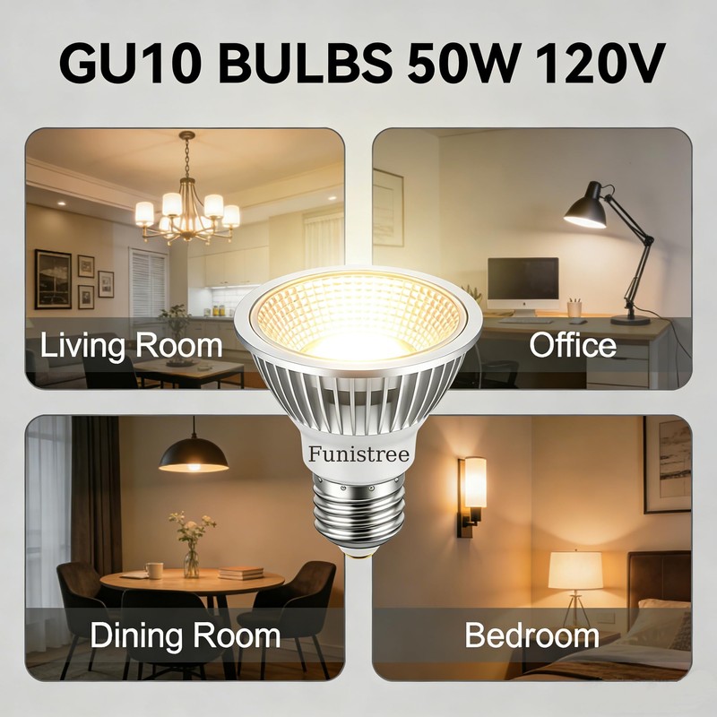 Funistree GU10 Bulb 50W, 4 Pack, Light Bulb for Candle