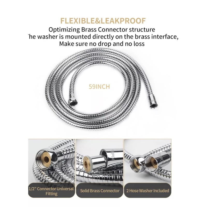 Klabb Shower Hose Bidet Hose Replacement, 59 Inches Long Stainless
