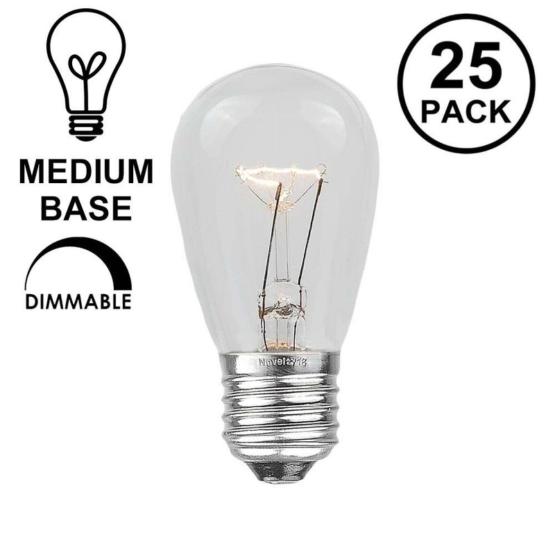 Novelty Lights 25 Pack S14 Outdoor Patio Edison Replacement Bulbs,