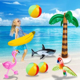 Inflatable Palm Tree, Pack of 12 Palm Trees, Inflatable Toy Set, Inflatable Animals, Inflatable Water Shark, Inflatable Flamingo for Children