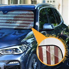 Car Windshield Sun Shade Old American Flag Car Sun Visor for UV Rays and Sun Heat Protection Stripe Stars Patriotic Blocks Heat and Sun Foldable Sun Shield 55x28 Inches Automotive Interior Accessories