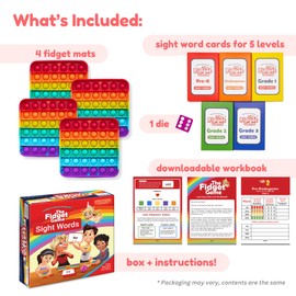 THE FIDGET GAME Sight Words - Reading Flashcards and Pop Fidget Toys for Kids Pre-K to Third Grade - Learning Activities and Games for High-Frequency Dolch Sight Words - Includes Mats and Dice