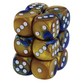 DND Dice Set-Chessex D&D Dice-16mm Gemini Blue, Gold, and White Plastic Polyhedral Dice Set-Dungeons and Dragons Dice Includes 12 Dice – D6, (CHX26622)