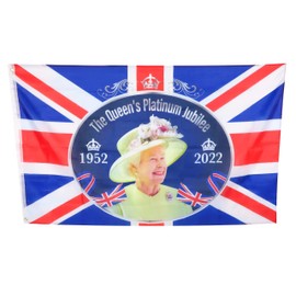 Toyland® 5ft x 3ft (150cm x 91cm) Queens Platinum Jubilee Union Jack Flag With Her Majesty The Queen - British Decorations (FLAG)