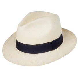Bigalli Puerto Cayo Panama Hat for Women Men Summer & Beach Hat, Center Dent Shape with Grosgrain Ribbon, Real Toquilla Straw Grade 3 | UV Protection SPF 30 | Sun Fedora Hats | Natural Medium