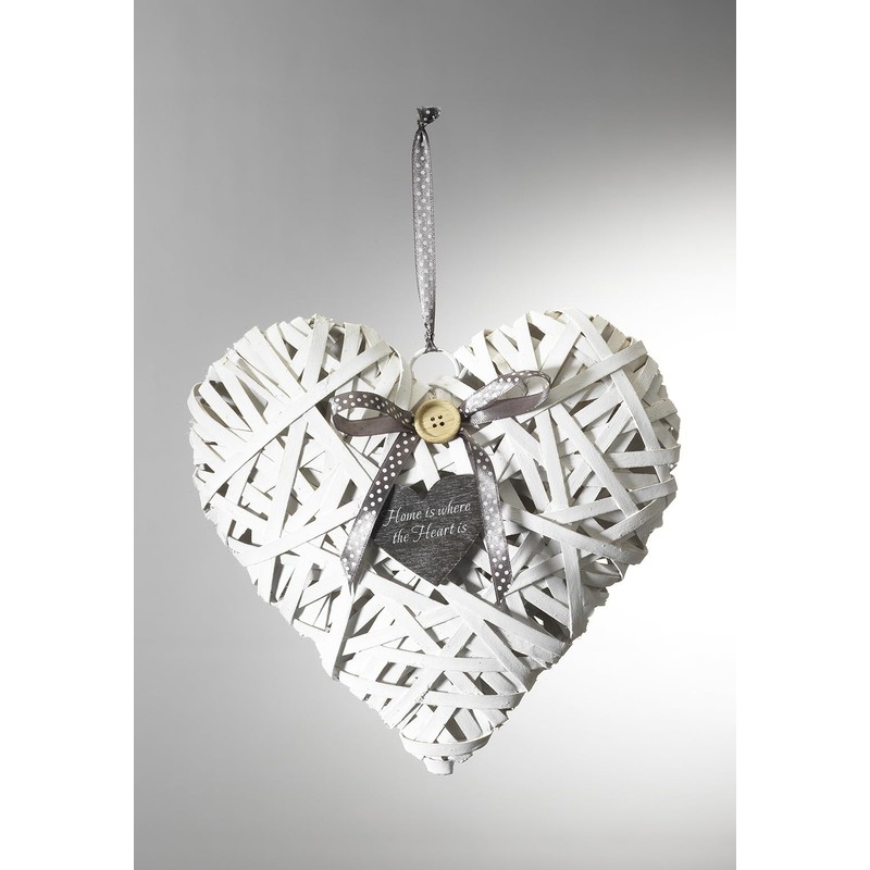 Kobolo Decorative Heart Pendant Chipwood White Set of 3
