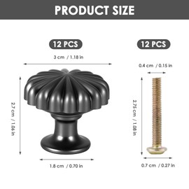 ZONJIE 12 Pack Black Cabinet Knobs Black Drawer Knobs, Single Hole Kitchen Handles, Solid Cabinet Door Knob Dresser Handle Pull, Mushroom Style for Kitchen Bathroom Cabinet Hardware