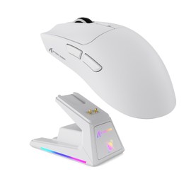 Attack Shark X1 Wireless Gaming Mouse with RGB Charging Dock, PAW3950 PRO Sensor Up to 40K DPI,53g Ultralight Tri-Mode Computer Mice,1KHz Polling Rate 5 Programmable Buttons for Win/Mac-White