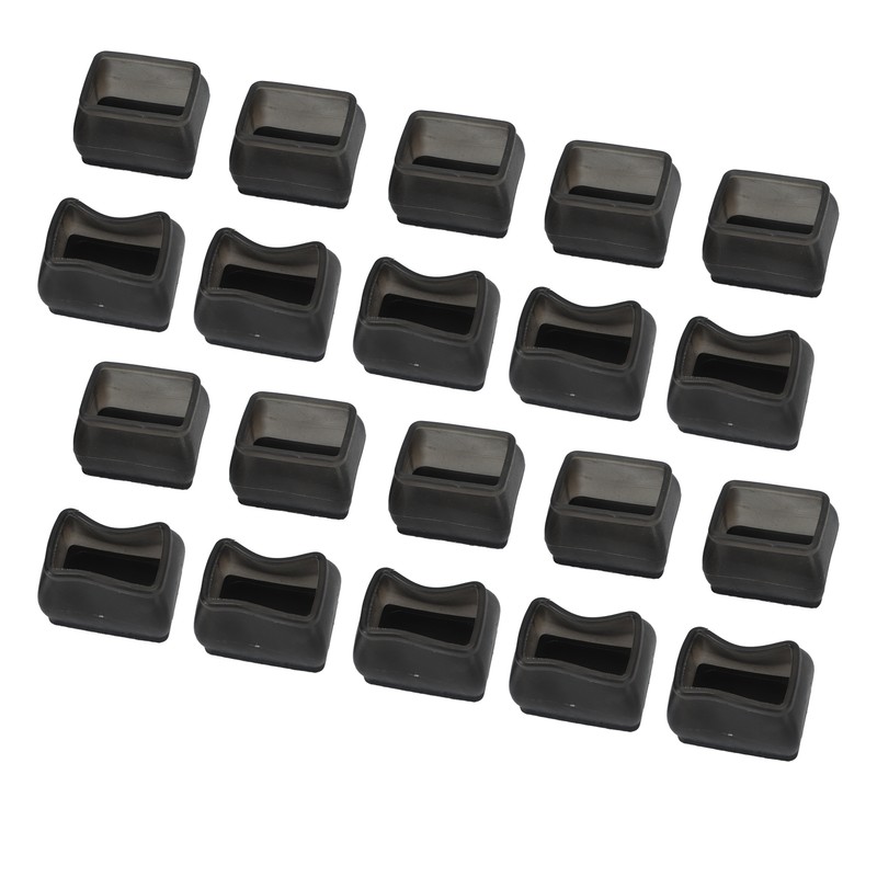 20 Pcs Chair Leg Floor Protector Rectangular Transparent Black Felt