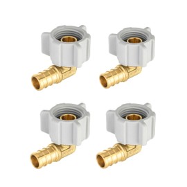 4-Pack EFIELD Pex 1/2" Pex x 1/2" Female NPT Swivel Elbow Brass Barb Crimp Fittings, ASTM F1807