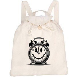 Azeeda 'Smiling Alarm Clock' Canvas Rucksack/Backpack (RK00039243)