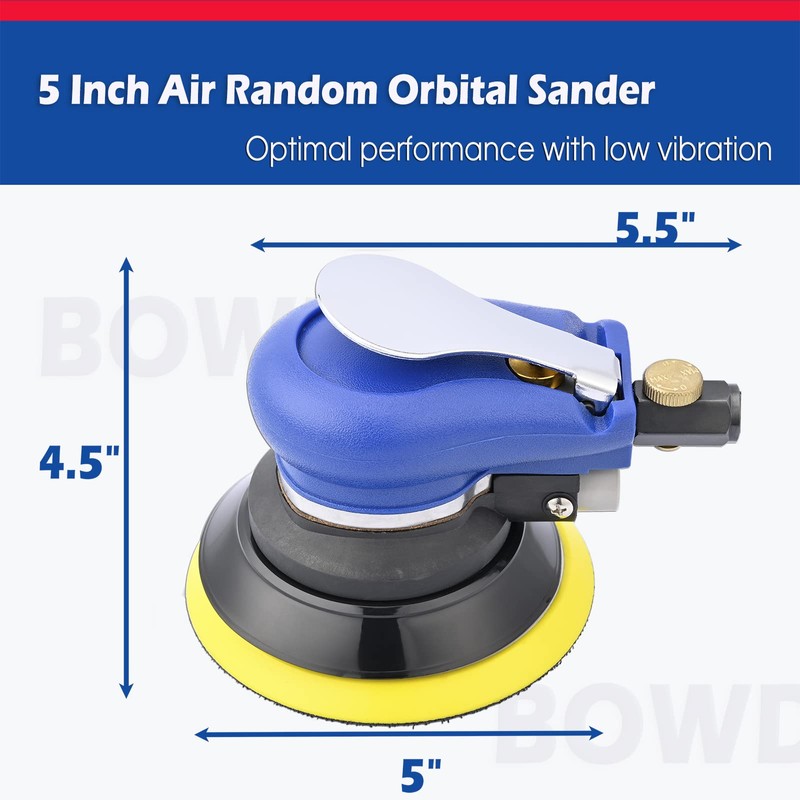5 Inch Air Random Orbital Sander, Pneumatic Palm Sander tool