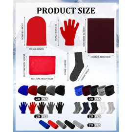 Panitay 100 Pcs Winter Homeless Care Package Supplies Fleece Blankets Bulk Unisex Beanies Gloves Neck Warm Cotton Socks in Bulk for Cold Weather Woman Men Homeless Shelter Donating Warm Gift