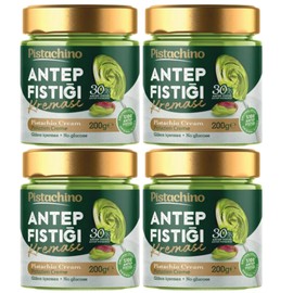 4 PACKS X PUFAI Anthap Turkish Pistachio Spread Cream with 30% pistachios, without palm oil, Antepsan Antebella 30% Pistachio Paste 200 grams