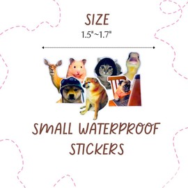 50 PC Funny Meme Animal Stickers Bulk Pack TikTok Dog Cat Fun Gag Ridiculous Stupid Waterproof Vinyl Sticker Decal Set for Water Bottle Laptop Computer Teens Adults Kids College Students Work Gifts