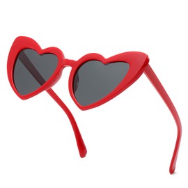 GIFIORE Heart Sunglasses Polarized Cute Red Heart Shaped Cat Eye Frame Sunglasses
