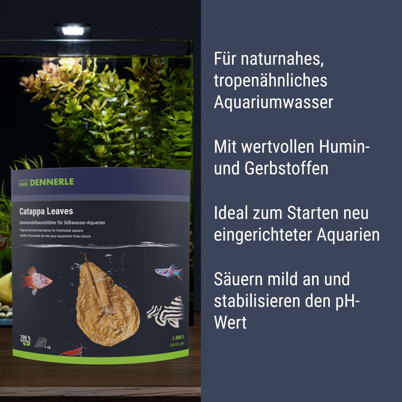 DENNERLE Catappa Leaves, 18 x 10 cm, 800 Litre