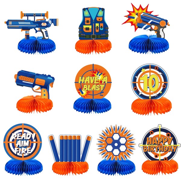 LINGXIU 10 Pieces Dart War Party Decorations Nerf Dart War