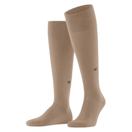 Burlington Leeds Men's Knee Socks Breathable Climate Regulating Odour-Inhibiting Sustainable Cotton Wool Reinforced Flat Seam Pressure-free Toe Plain Long Business Everyday 1 Pair, Brown (Camel 5038)