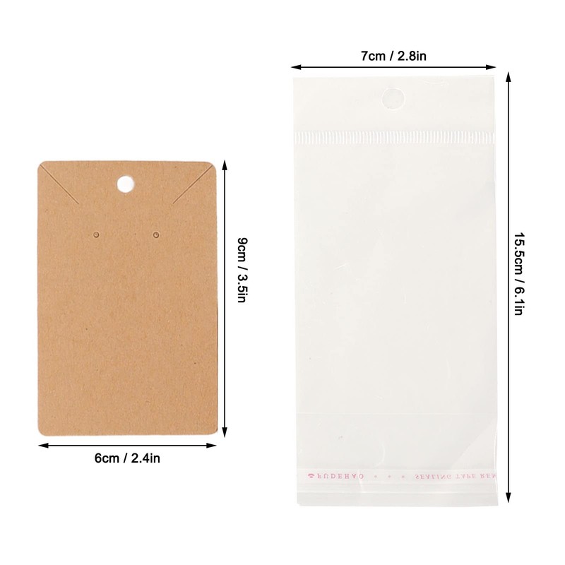 Tarjetas para Pendientes, 100 Juegos de Embalaje de Papel Kraft,