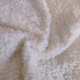 Curly Teddy Faux Fur Fabric Material - Ecru, 1Mtr - 150cm x 100cm