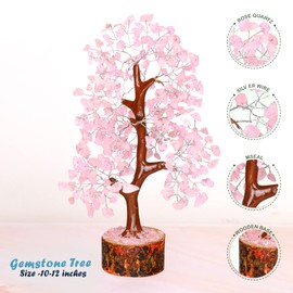 YATHABI Rose Quartz Tree - Rose Quartz Desk - Pink Quartz Crystal - Spiritual Desk Decor - Feng Shui Tree - Gemstone - Crystal Bonsai Tree - Quartz Crystal - Positive Energy - Spiritual Gift