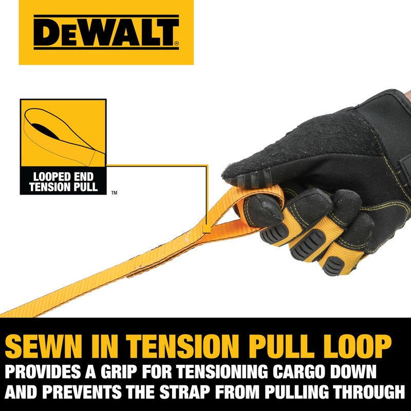 DEWALT DXBC90042 Black/Yellow 1” x 12’ Cam-Buckle Straps - 500
