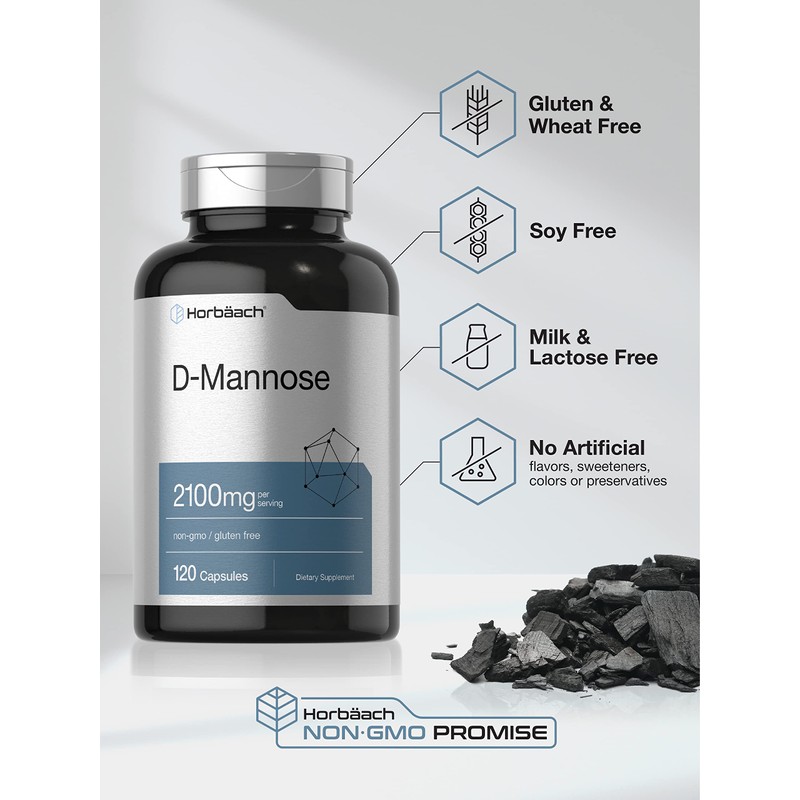 Horbäach D-Mannose Supplement 2100mg | 120 Capsules | Pills for
