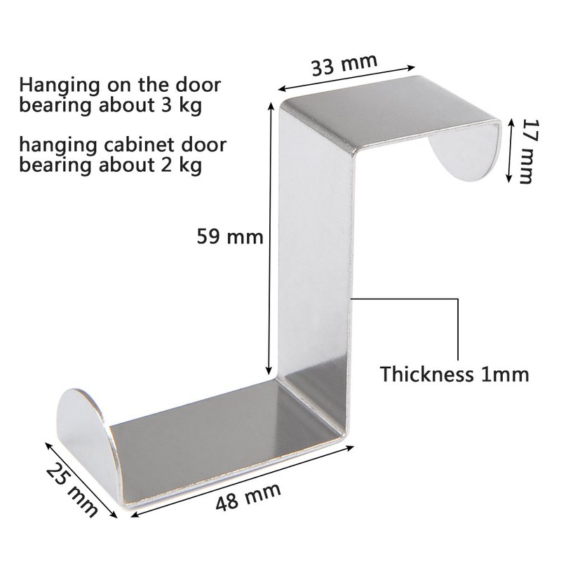 FOCCTS 6PCS Over Door Hooks 45MM Stainless Steel Reversible Hooks